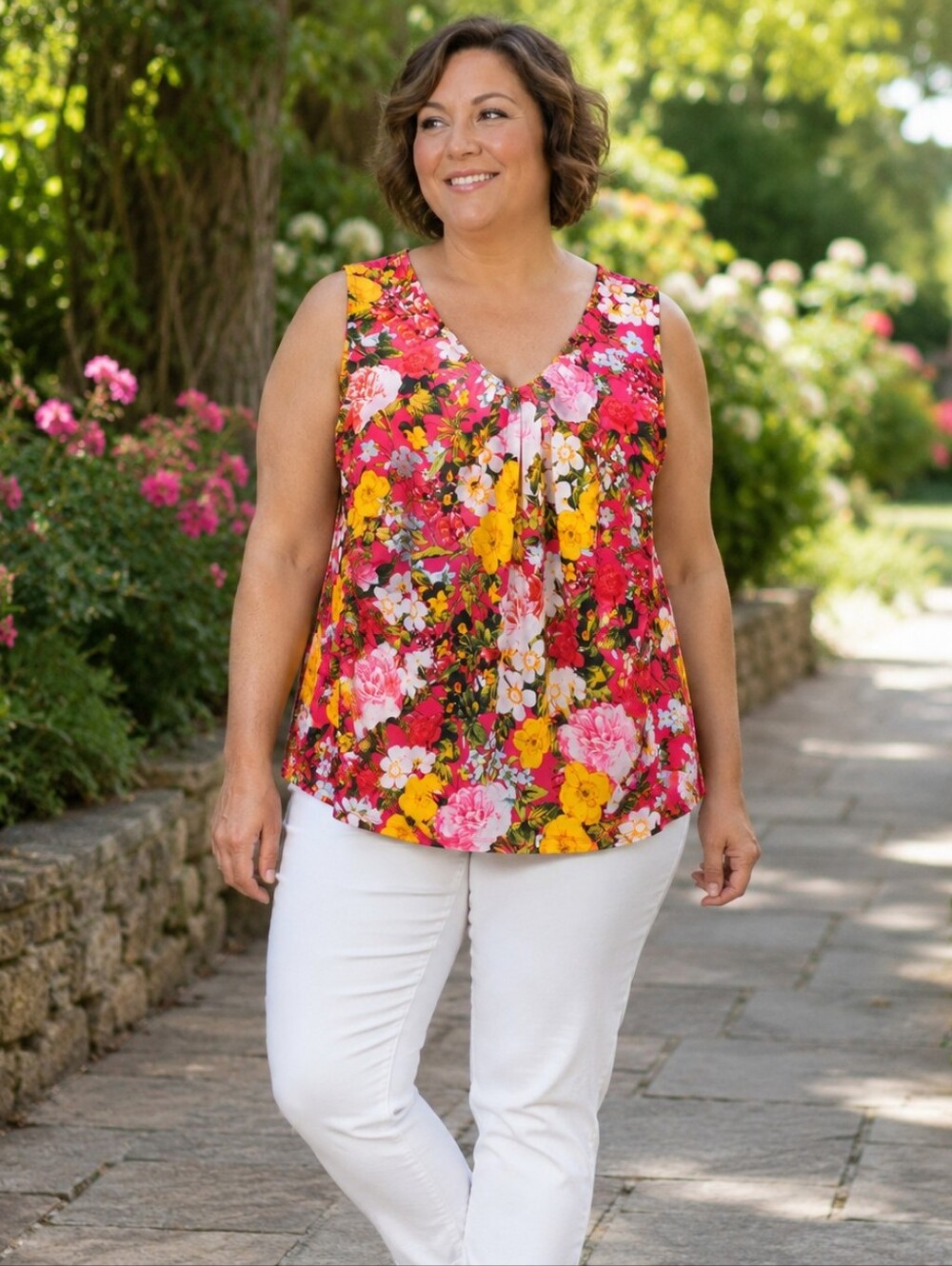 7th Avenue New York & Company Floral Sleeveless Top Women’s XL